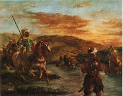 Eugene Delacroix Fording a Stream in Morocco Sweden oil painting art